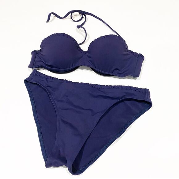 IODUS par Pierre Martinez Bikini Convertible Top Navy Blue Bikini Sz 6 - Picture 2 of 10